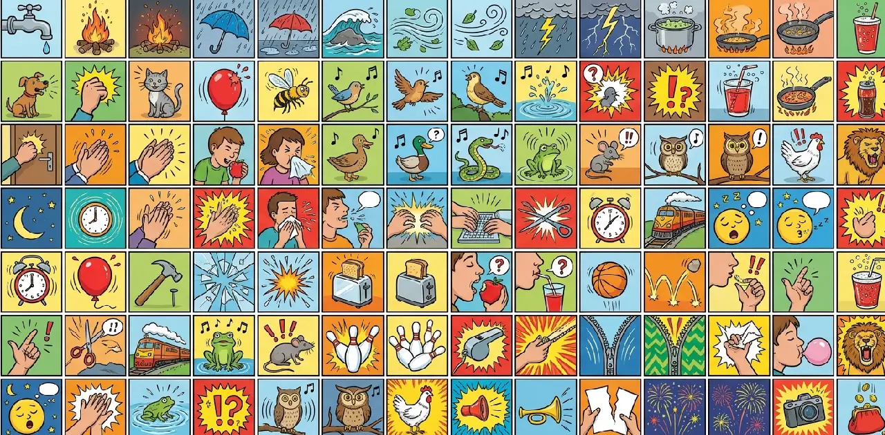 50+ Common Onomatopoeia Words at a Glance